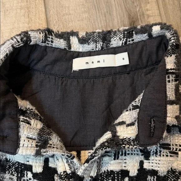 MNML Men’s Raw Edge Flannel Shirt White And Black Size Small‎